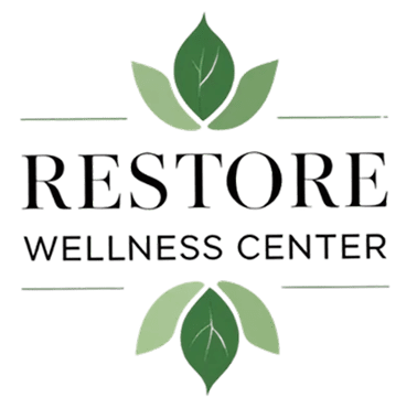 Wellness center logo featuring foliage design
